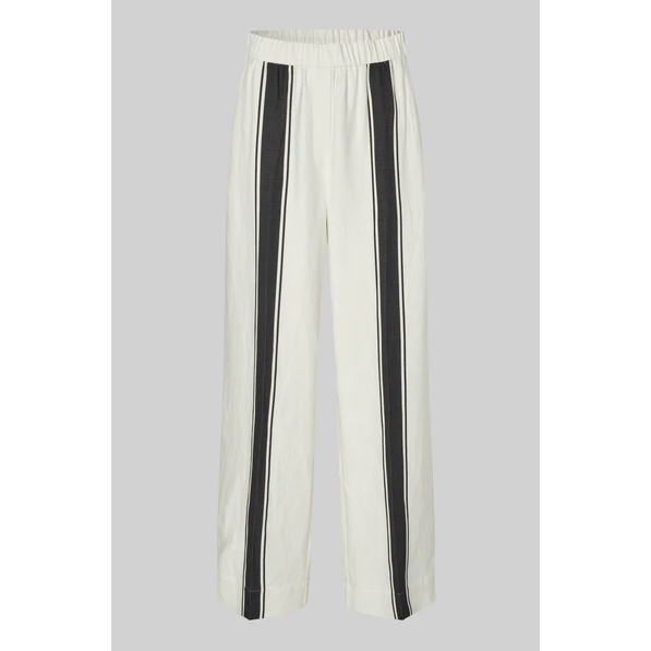 Lie Woven Stripe Detail Trousers White/Black