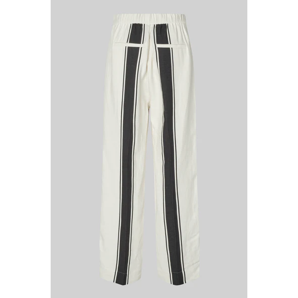 Lie Woven Stripe Detail Trousers White/Black
