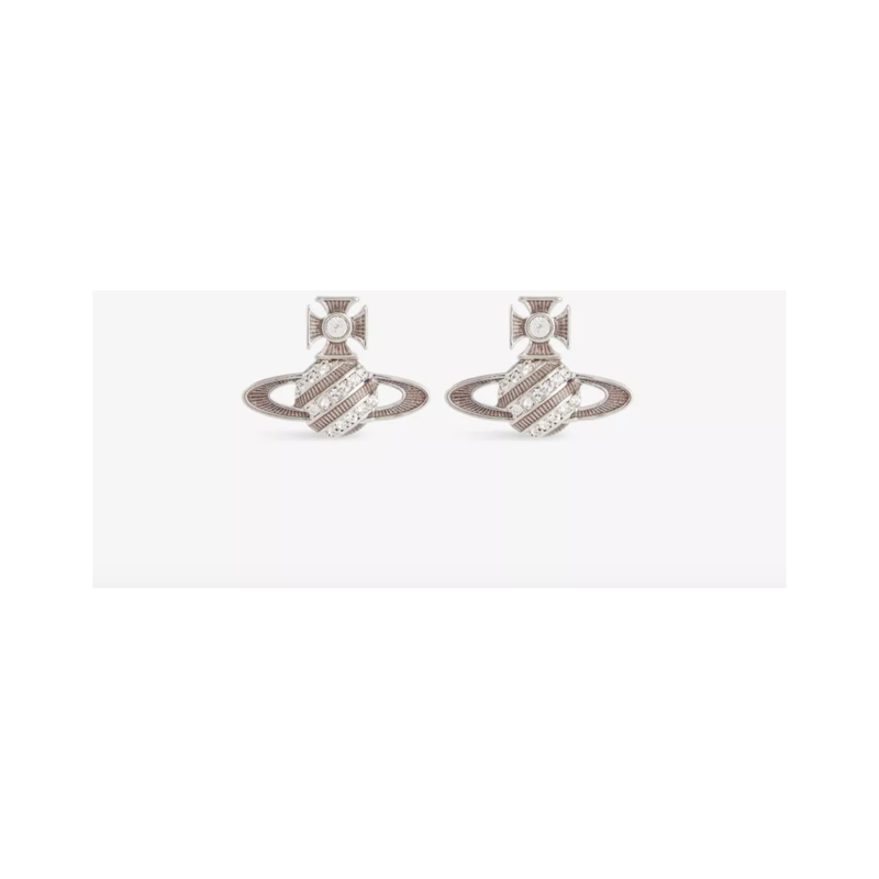 Assita Bas Relief Earrings Platinum Crystal/Rose Pink