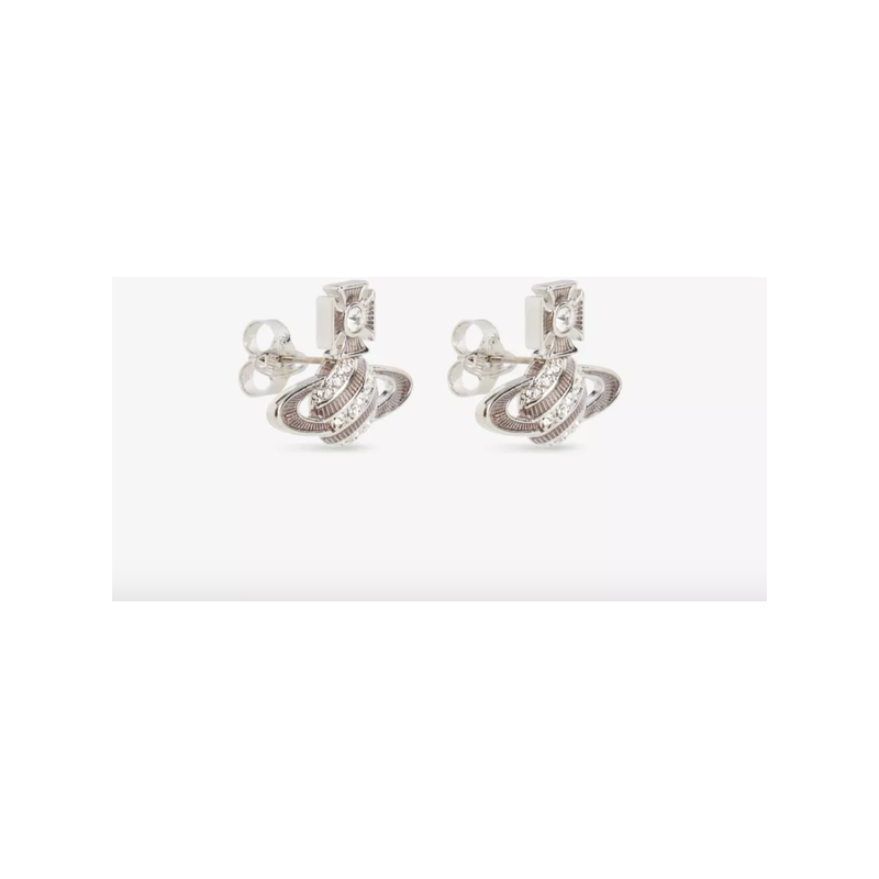 Assita Bas Relief Earrings Platinum Crystal/Rose Pink