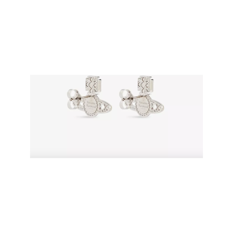 Assita Bas Relief Earrings Platinum Crystal/Rose Pink
