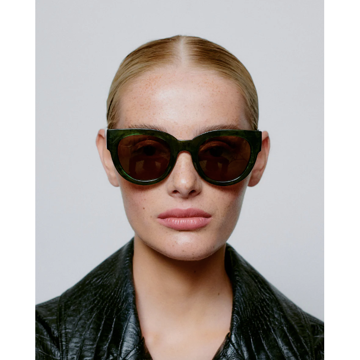 LILLY Large Round Frame Sunglasses Green