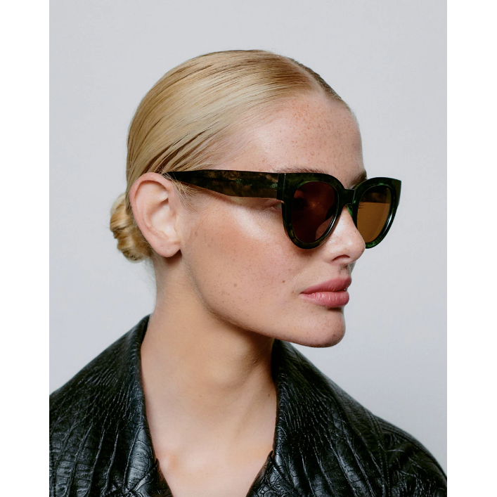 LILLY Large Round Frame Sunglasses Green