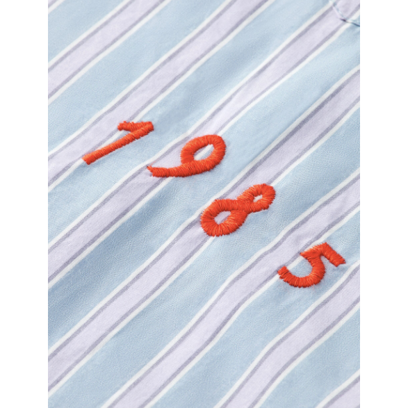 Embroidered Girlfriend Shirt Blue Stripe