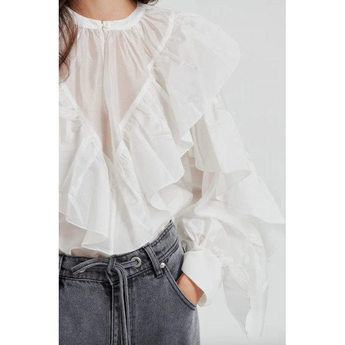 Fria Frill Blouse Cream
