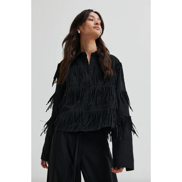 Dancing Fringed Cropped Shirt Black