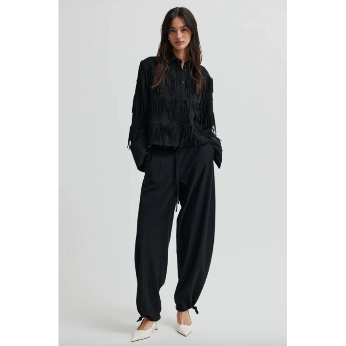 Dancing Fringed Cropped Shirt Black
