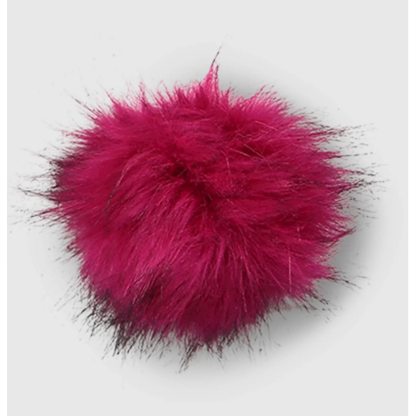 Pom Pom Faux Fur Detachable Dark Pink