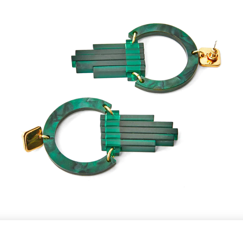 Art Deco Chandelier Earrings Emerald