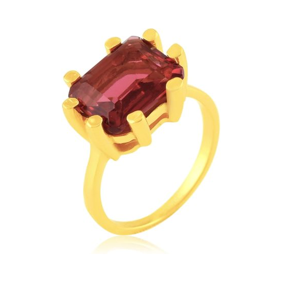 Square Claw Ring Ruby Red