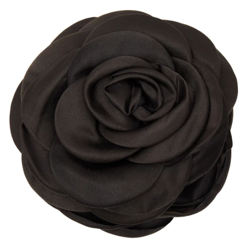 Giant Satin Rose Claw Hairclip Black