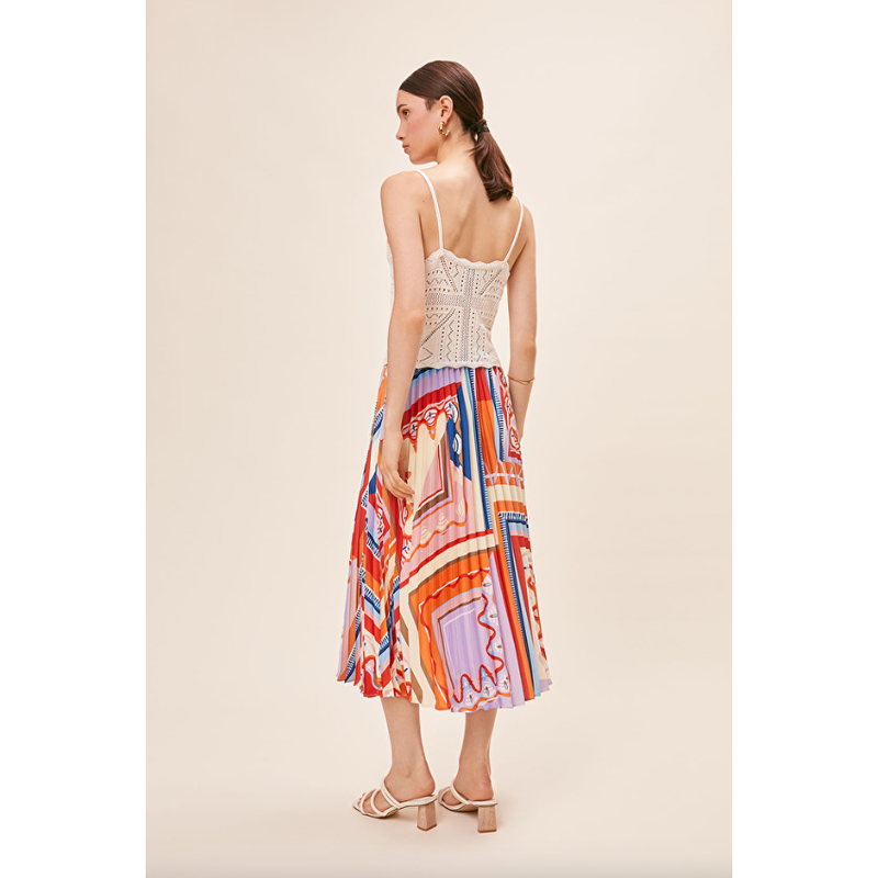 Farah Multicolour Pleated Midi Skirt