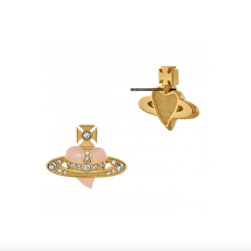New Diamante Heart Earrings Gold/Rose