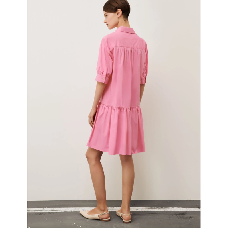 EBERT Frill Hem Cotton Dress Pink