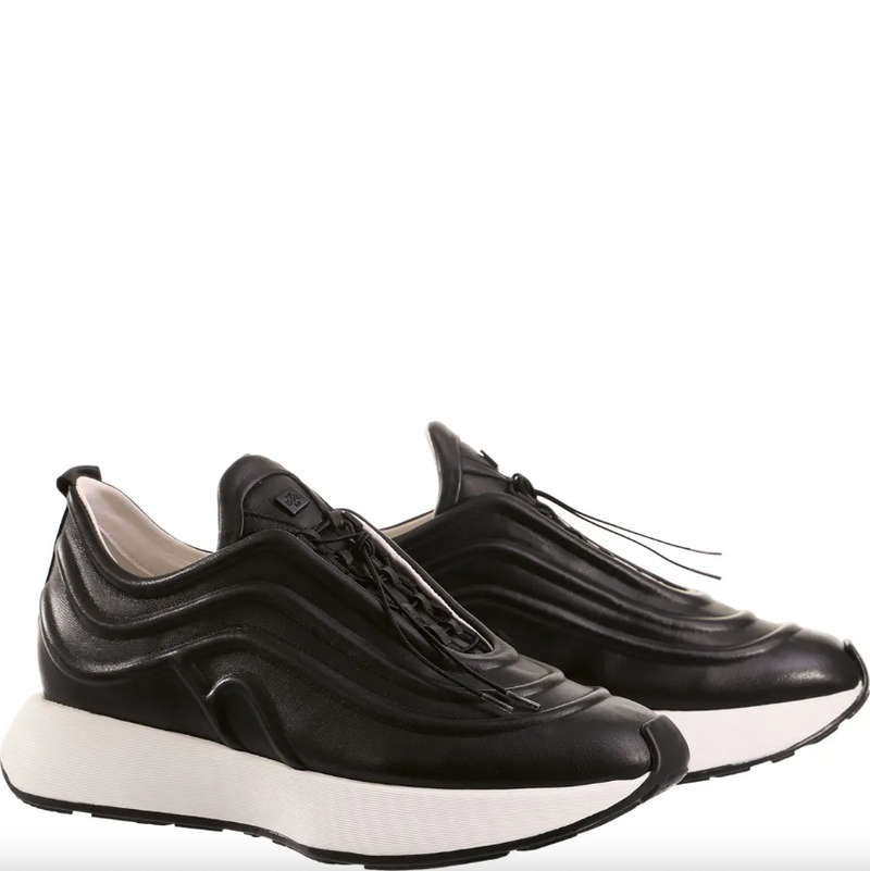 Fin Leather Trainers Black