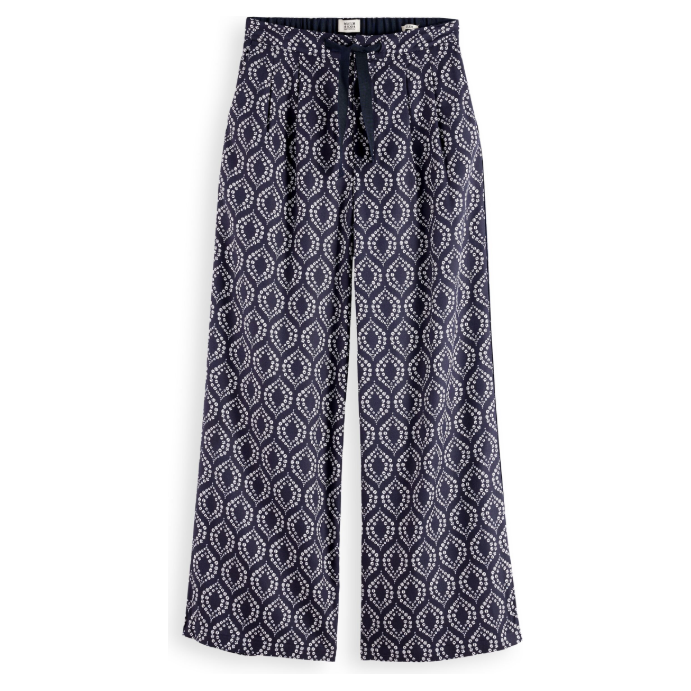 Eleni Printed Wide Leg Pyjama Pants Navy/White