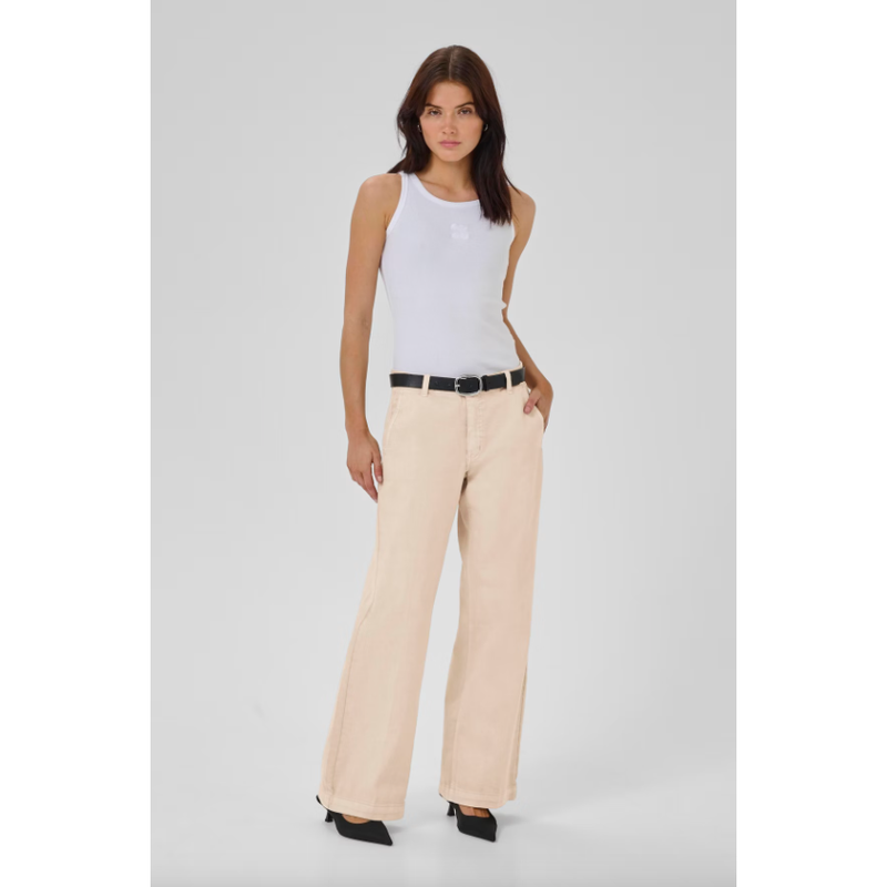 LaraMW 149 Wide Leg Cotton Jeans Ecru