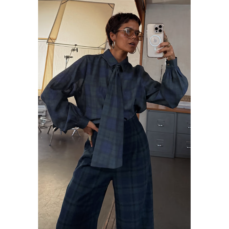 Tartan Shirt With Bow Tartan