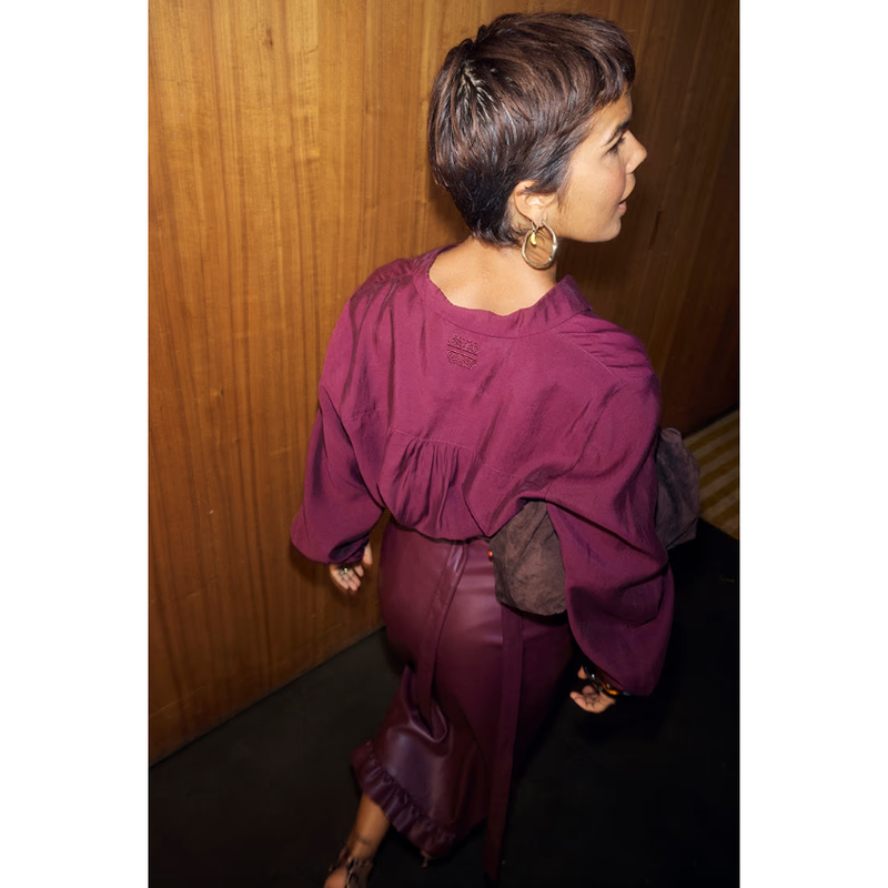 Ruffle Detail Miley Blouse Wine