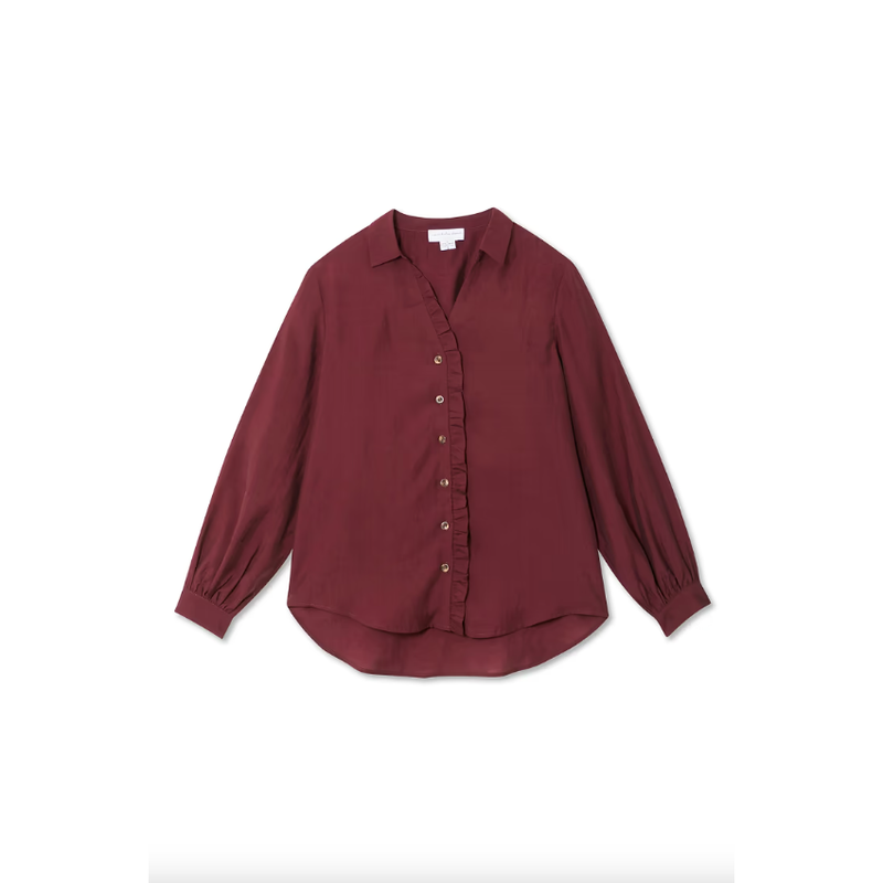 Ruffle Detail Miley Blouse Wine