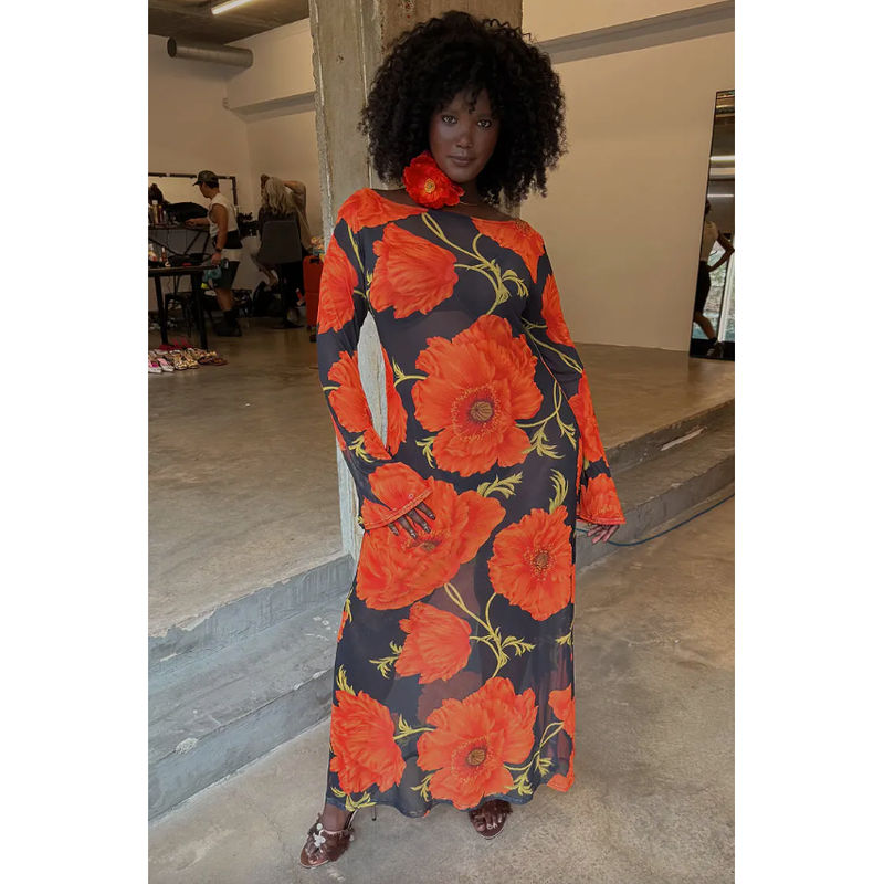 Aria Mesh Poppy Dress Black