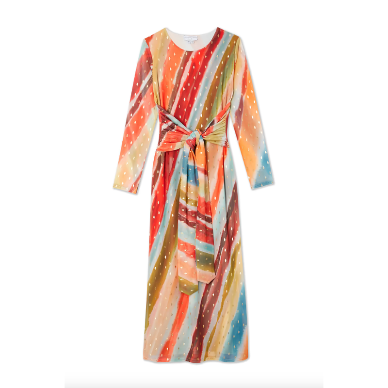 Sunset Stripe Mesh Midi Dress Multi