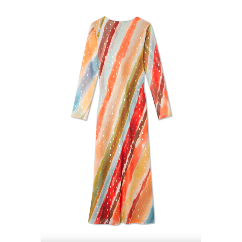 Sunset Stripe Mesh Midi Dress Multi