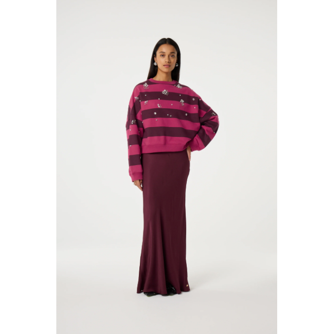 Ronny Sweater Stripe Burgundy Pink