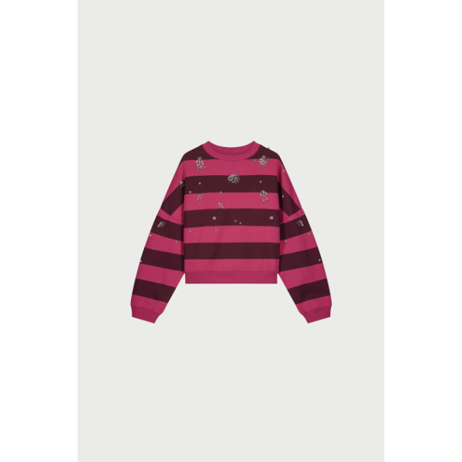 Ronny Sweater Stripe Burgundy Pink