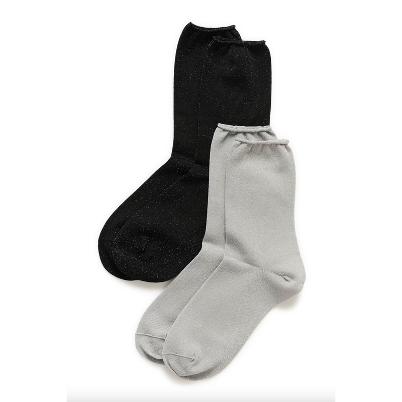 CozyIW Glitter Socks Black/Silver
