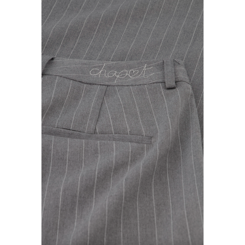 Charlie Embellished Pinstripe Trousers Grey Melange