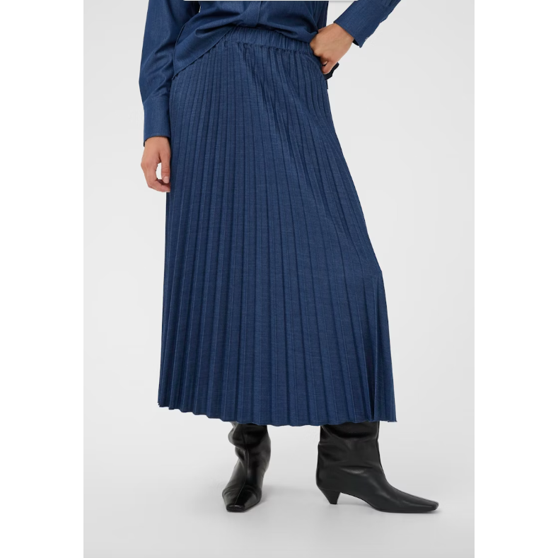 CherrieIW Pleated Denim Skirt Dark Denim