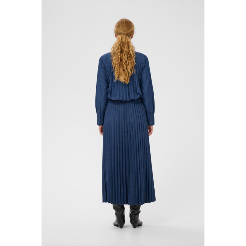 CherrieIW Pleated Denim Skirt Dark Denim