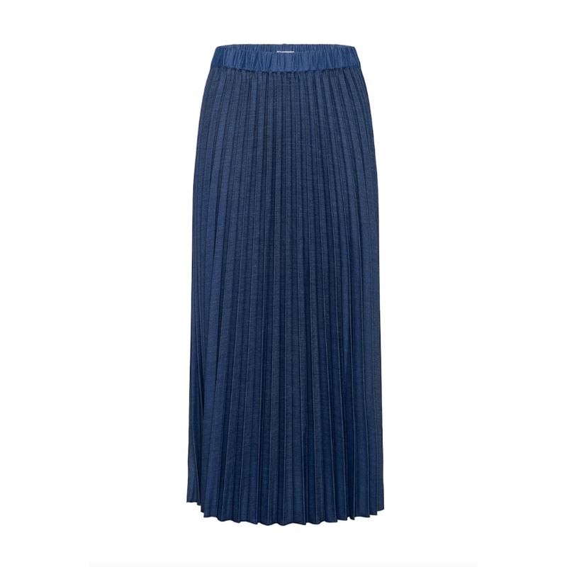 CherrieIW Pleated Denim Skirt Dark Denim