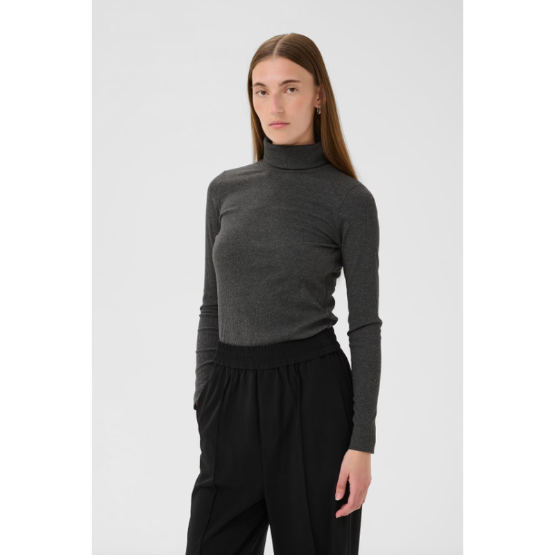 DagnaIW Rollneck Melange Long Sleeve Dark Grey