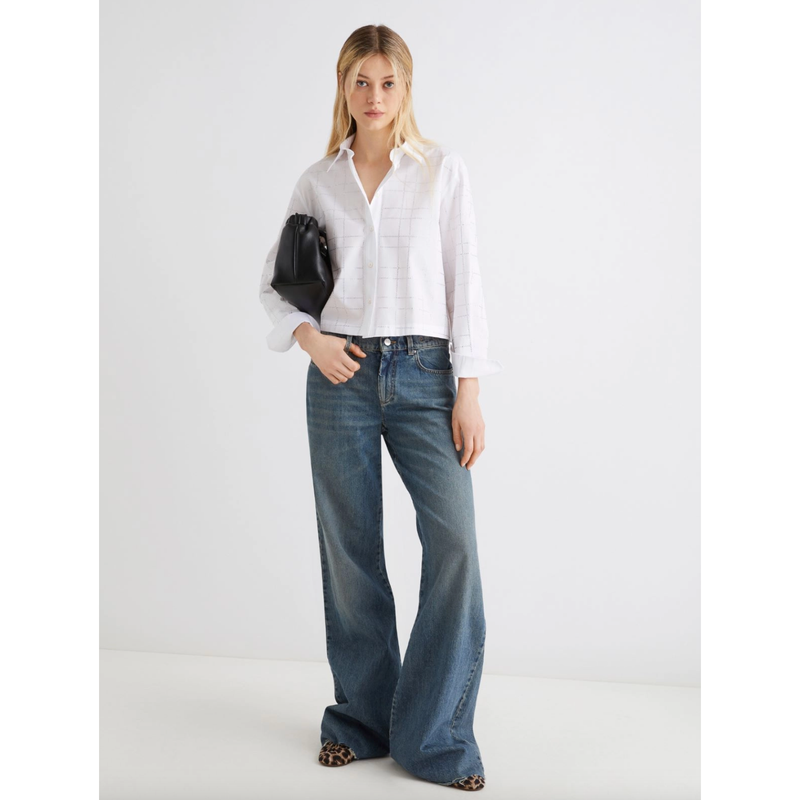 Acume Cotton Rhinestone Shirt White