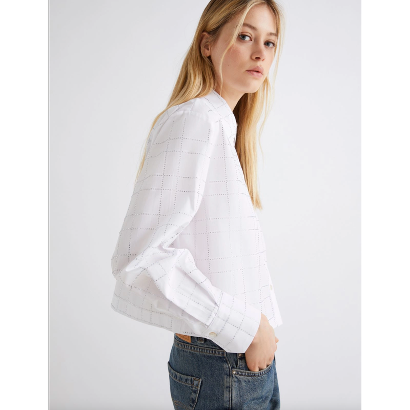 Acume Cotton Rhinestone Shirt White