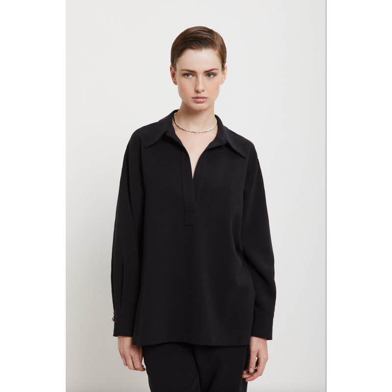 V-Neck Shirt Tunic Black