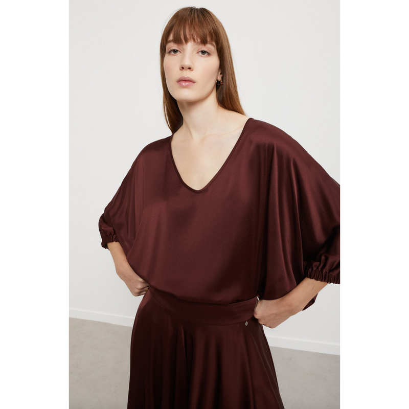 Viscose Flowy Blouse Brown