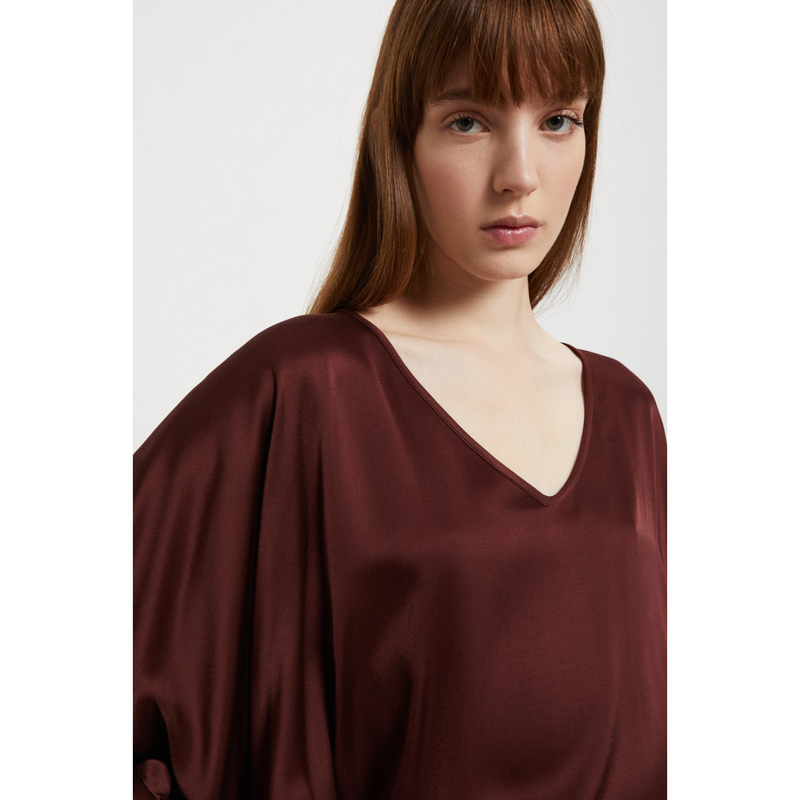 Viscose Flowy Blouse Brown