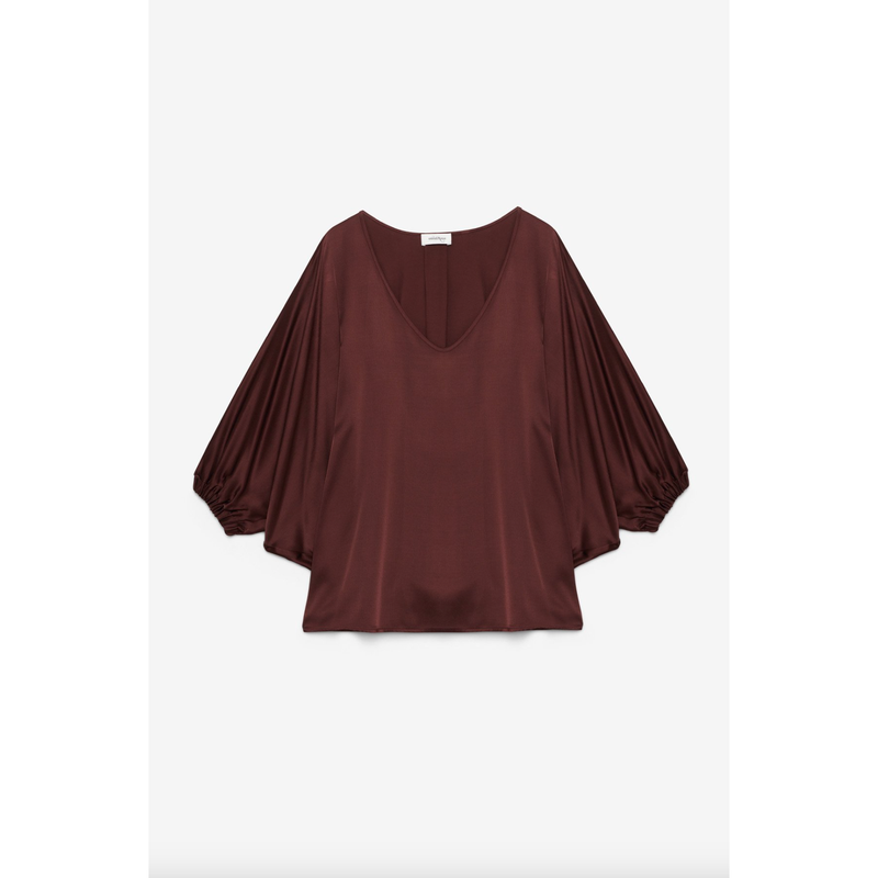 Viscose Flowy Blouse Brown