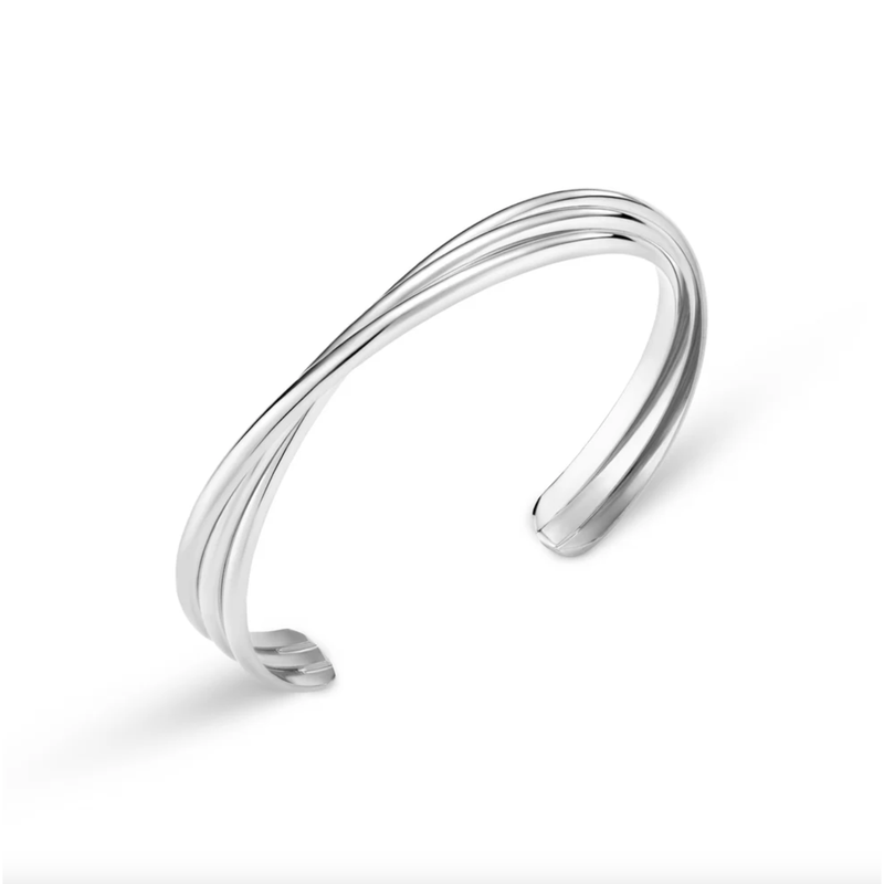 Interlocking Open Bangle Silver Plated