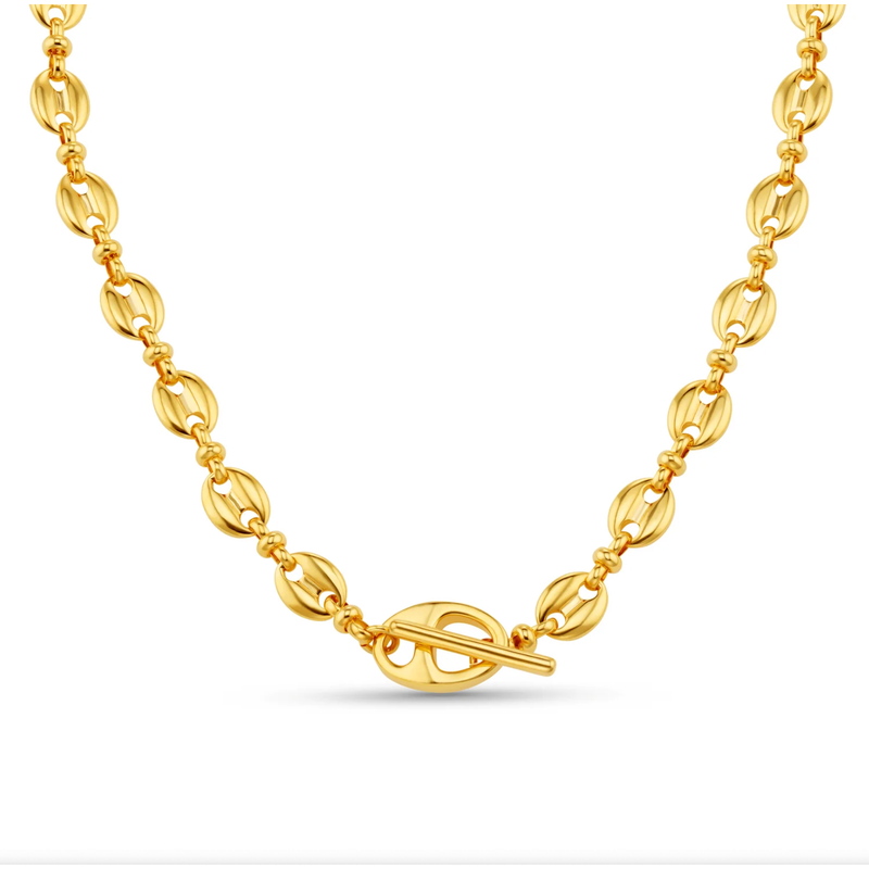 Mariner Chain T-Bar Necklace Gold Plated