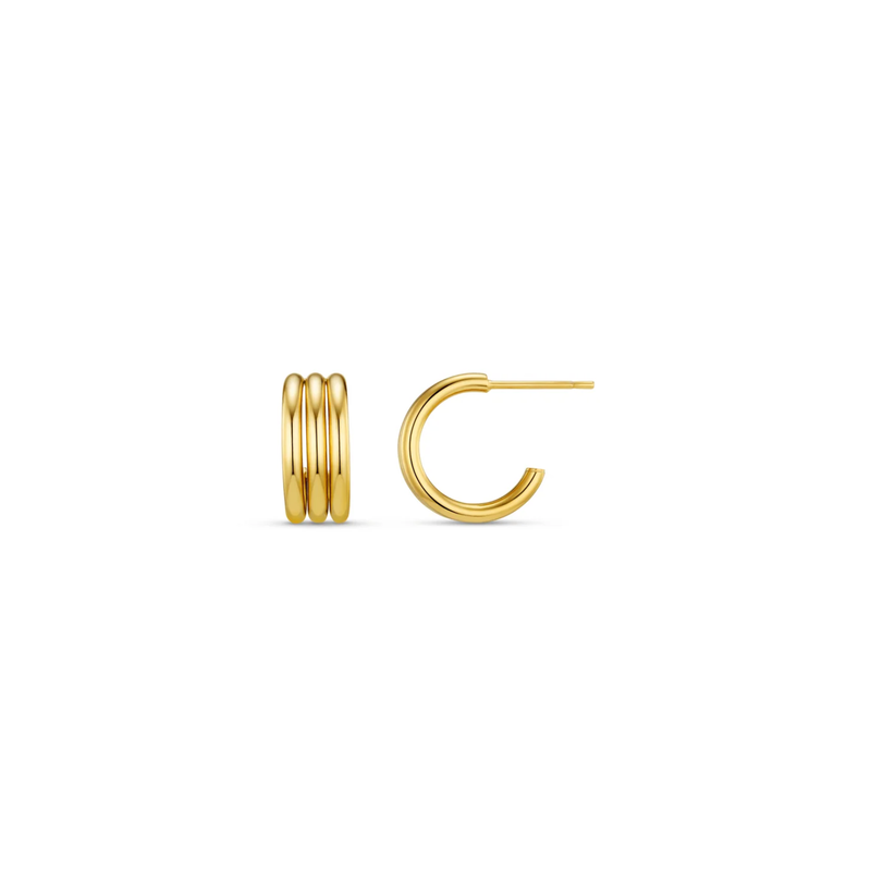 Linear Small Hoop Earrings Gold Plated