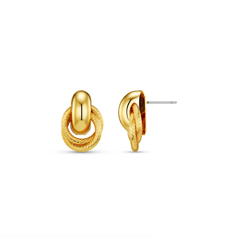 Mini Textured Interlocking Earrings Gold Plated