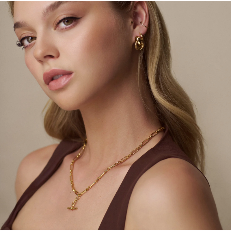 Mini Textured Interlocking Earrings Gold Plated