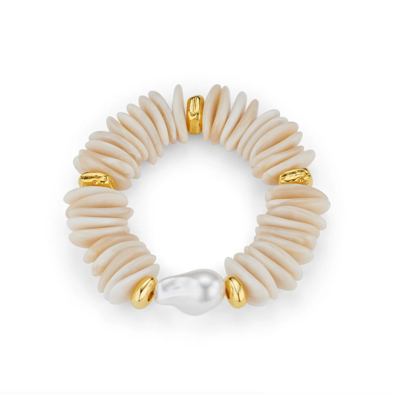 Statement Chip & Pearl Bracelet Pearl