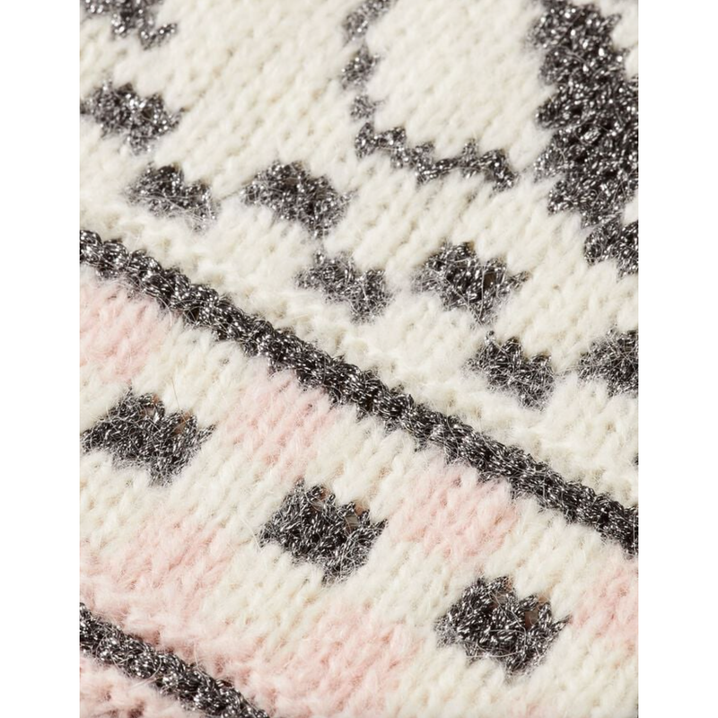 Metallic Fair Isle Pullover Brown/Cream