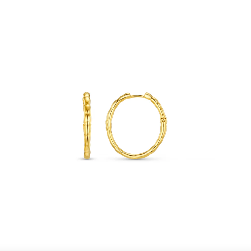 Polished Molten Large Hoop Earrings Gold