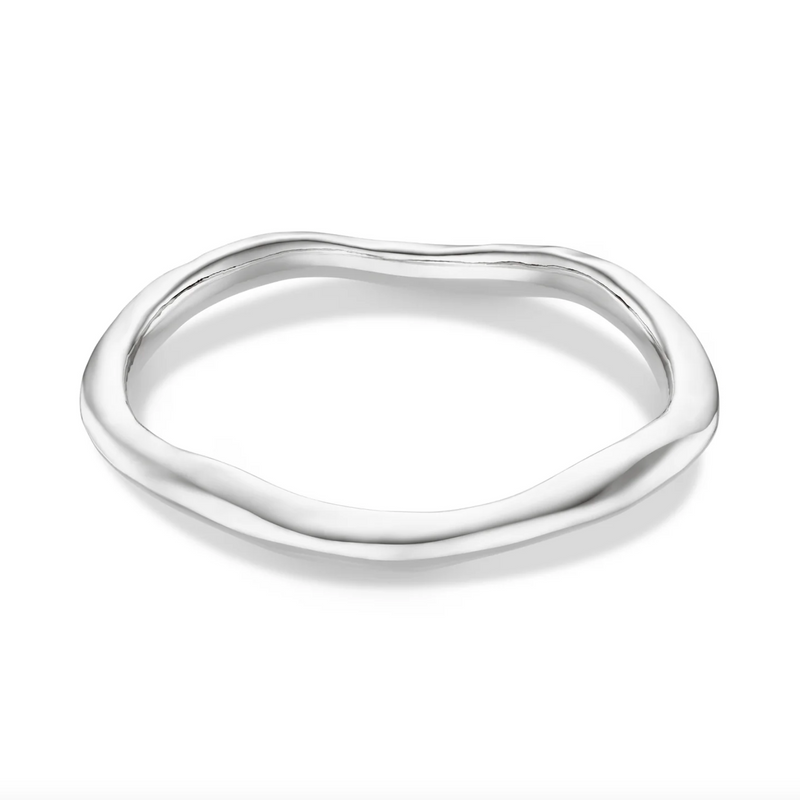 Polished Hammered Bangle Silver